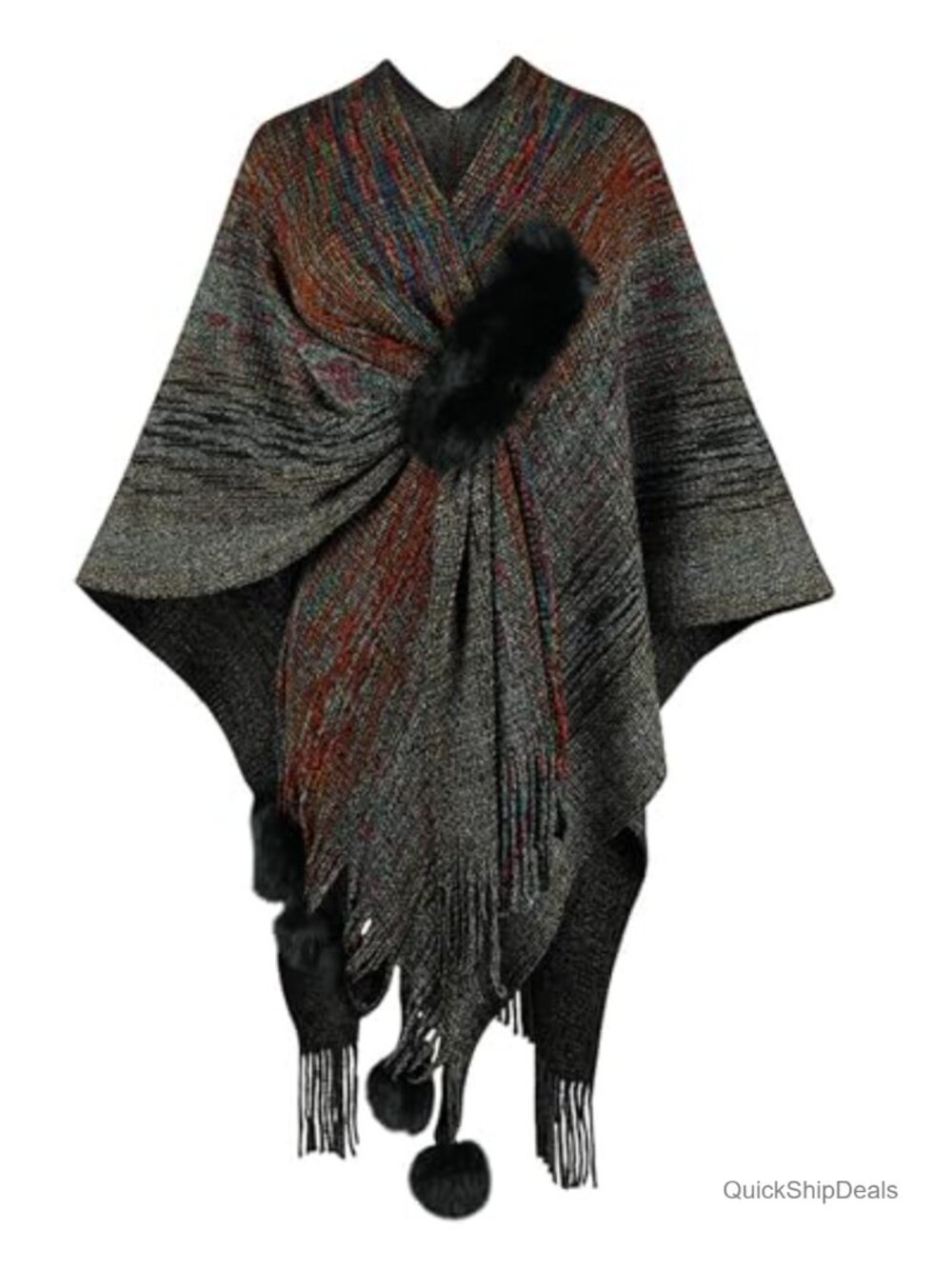 Women's Poncho Shawl Wrap Open Front Cape